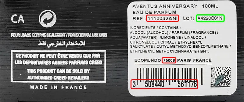 Creed Aventus Batch Code Bottom